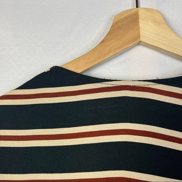 Zara Black & Red Stripe Wrap Around Tie Front Long Sleeve Blouse XS - Picture 6 of 6